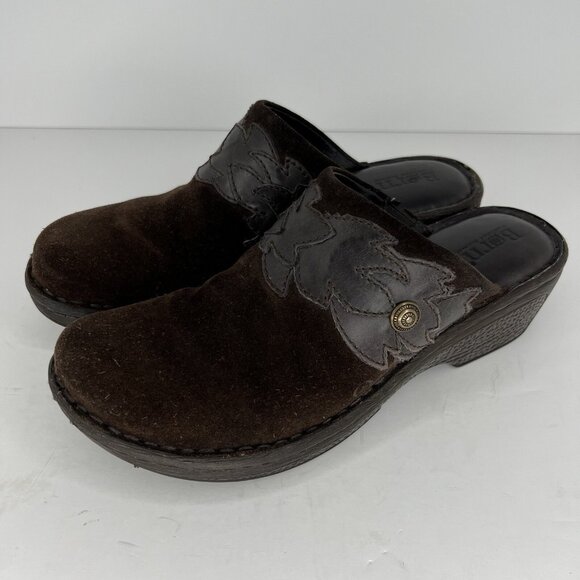 Born Brown Suede Clog Open Back Slide-On Mule Shoes Womens Size 9 EU 40.5 - Picture 1 of 9